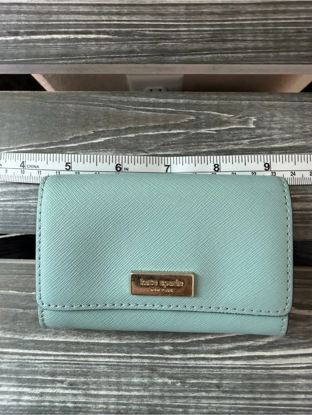 kate spade Mint Green Saffiano Leather Compact Wallet